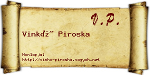 Vinkó Piroska névjegykártya